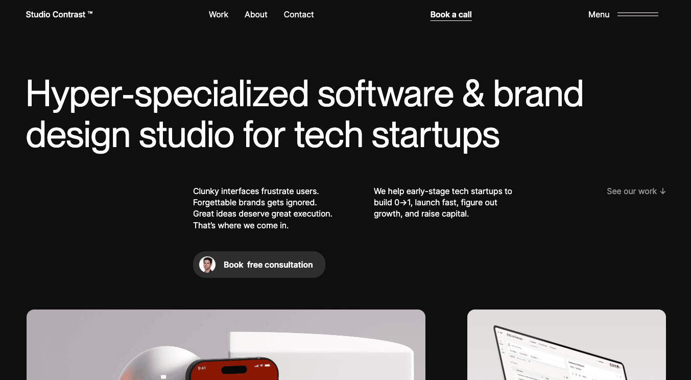 Contrast Studio homepage