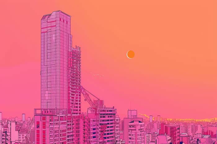 A skyscraper slowly being built