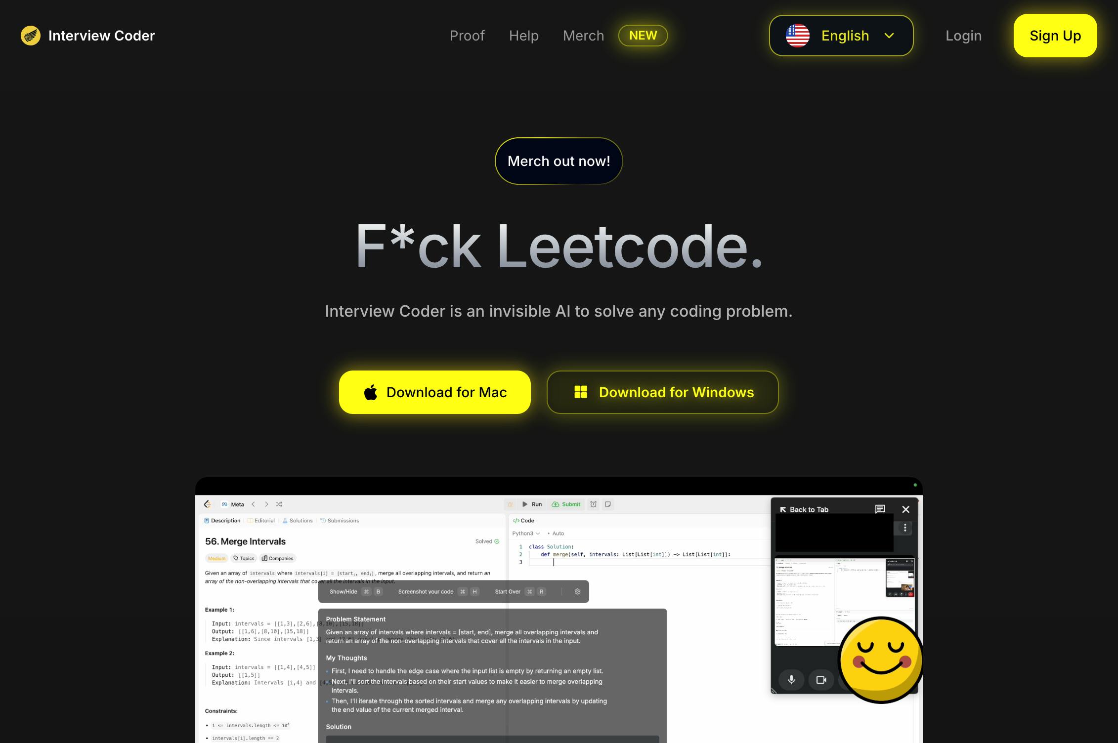 Interview Coder homepage