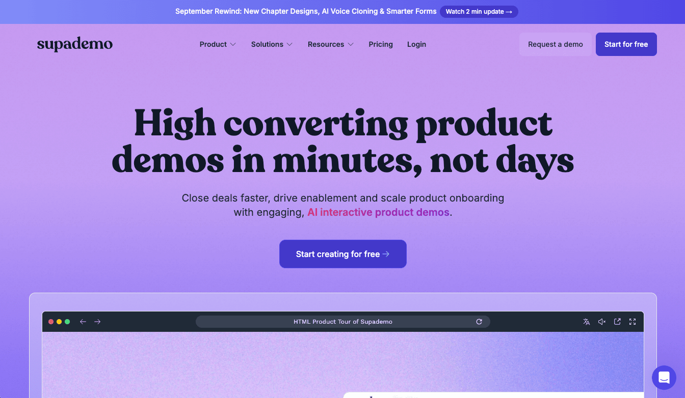 Supademo homepage