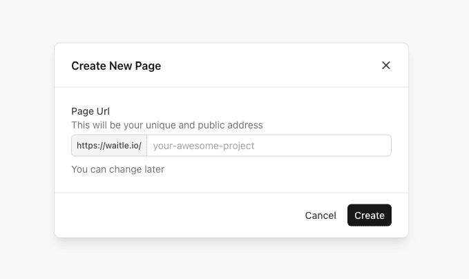 Create New Page Form Screen - waitle.io
