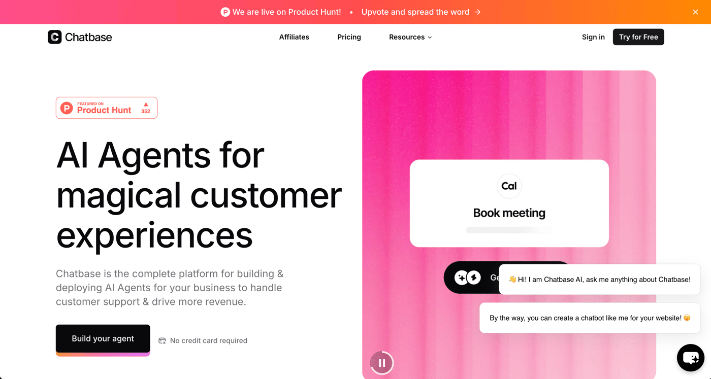 Chatbase homepage