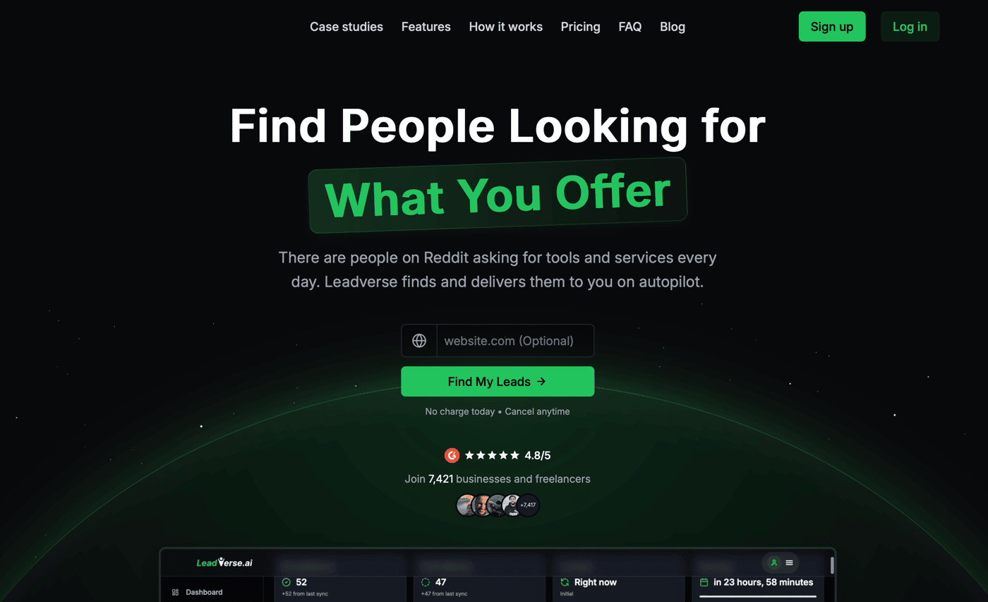 Leadverse homepage
