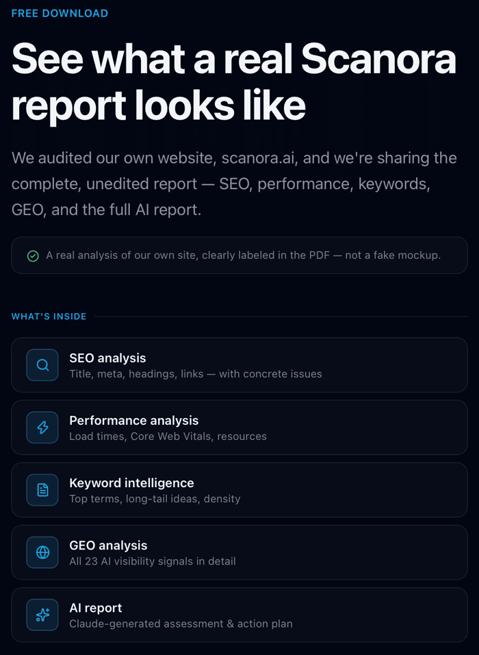Free SEO and GEO Report