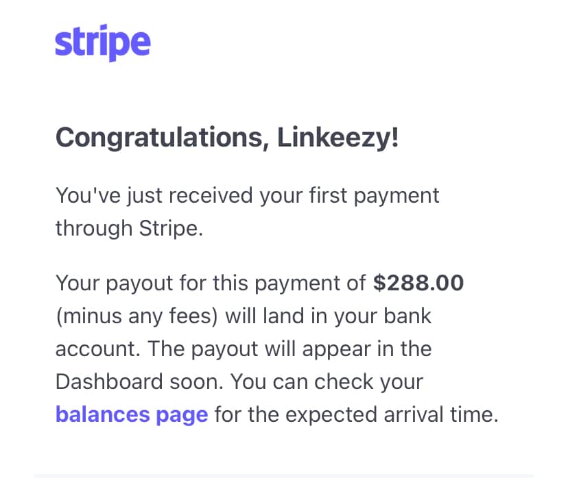 Stripe payment.