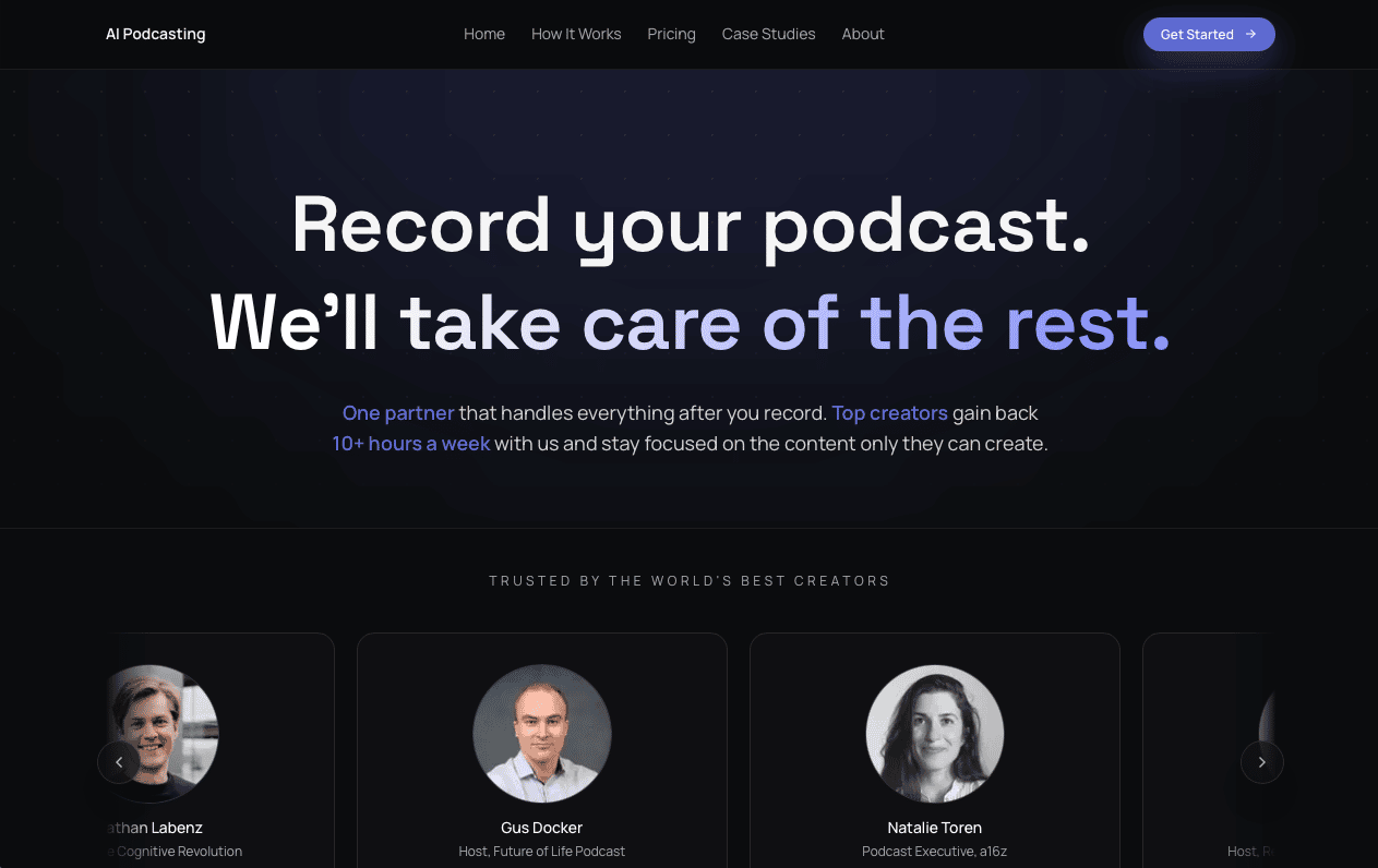 AI Podcasting homepage
