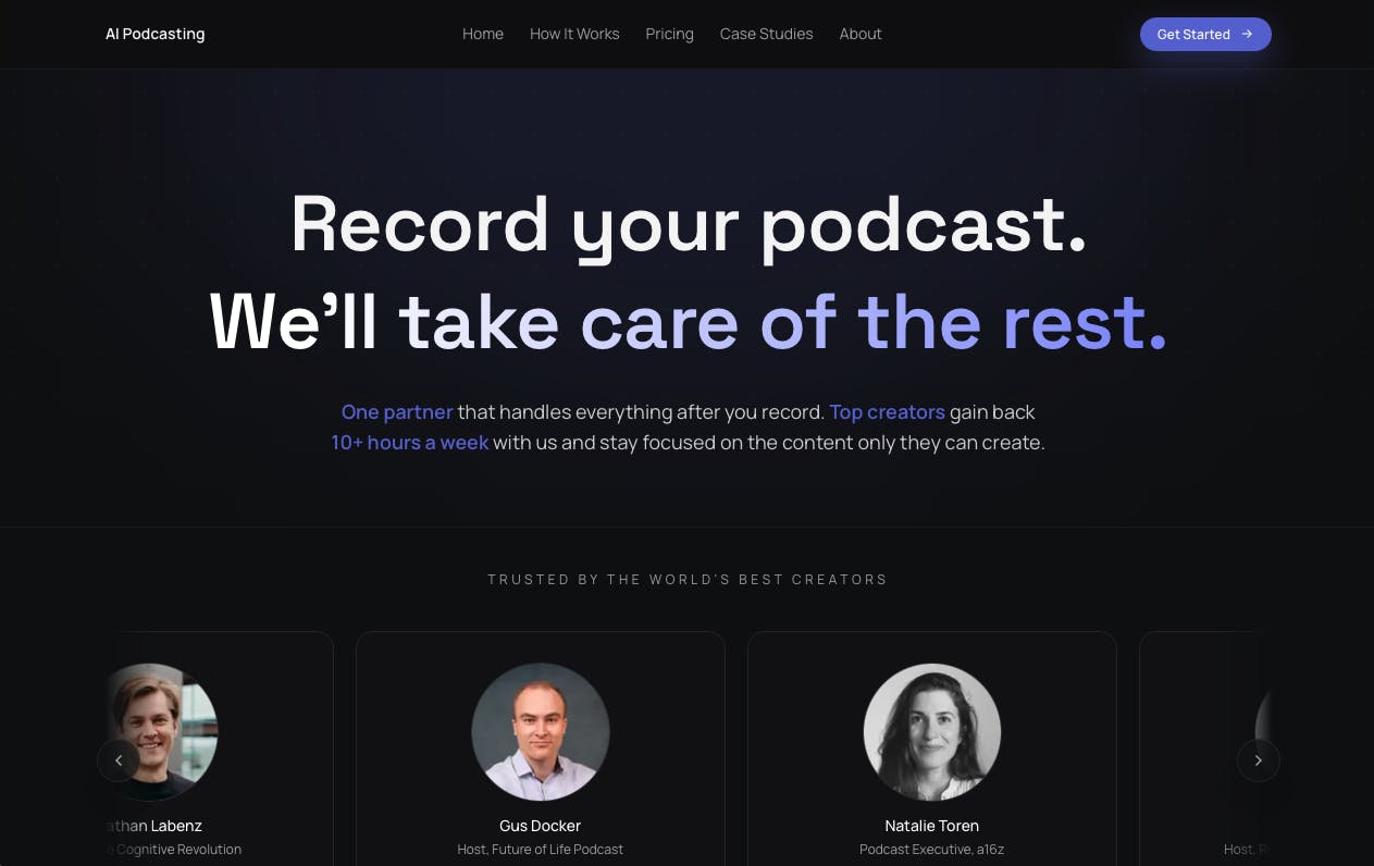 AI Podcasting homepage