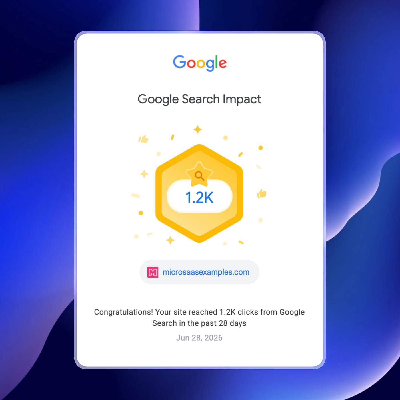 google search click data for the month of june for micro saas examples