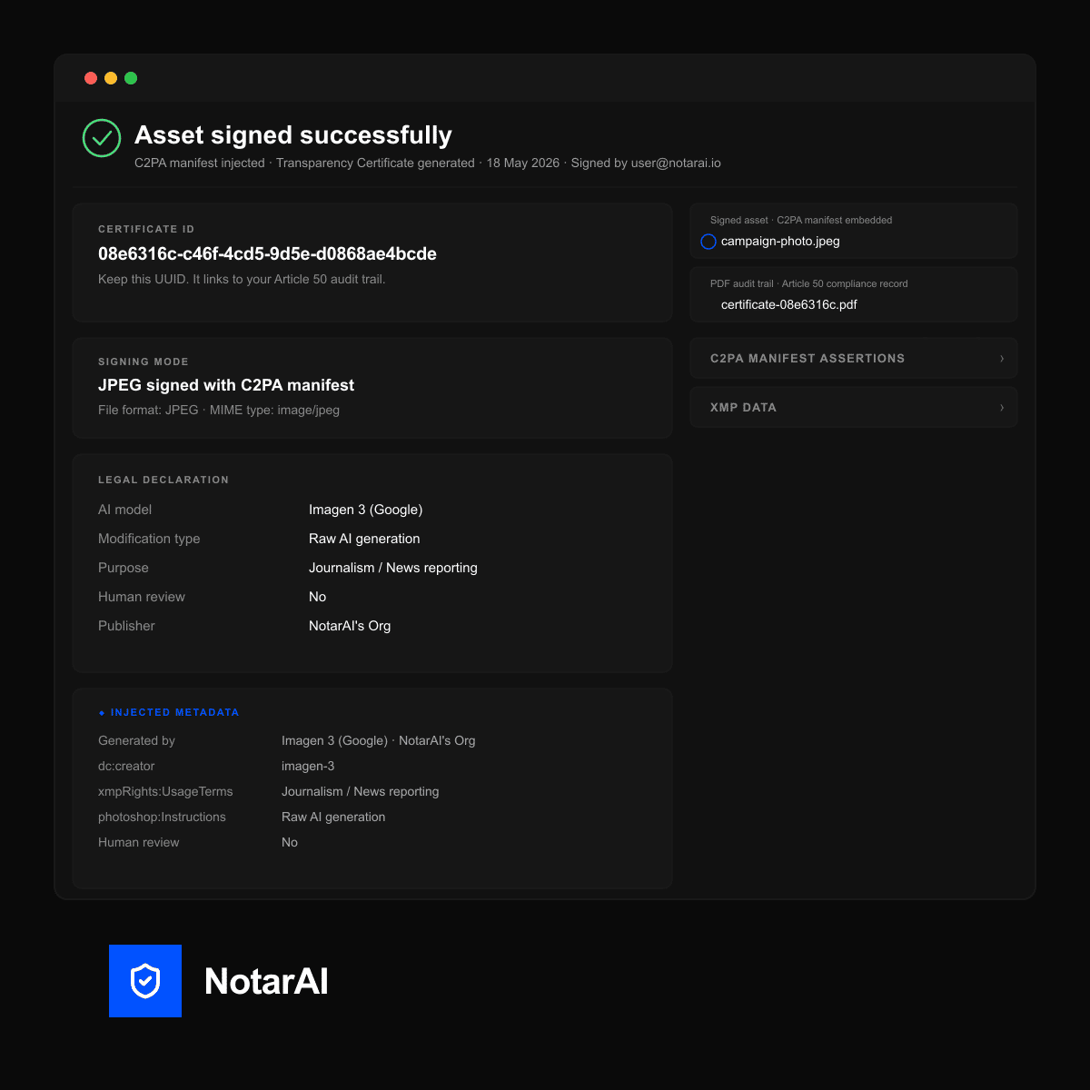 NotarAI dashboard screenshot
