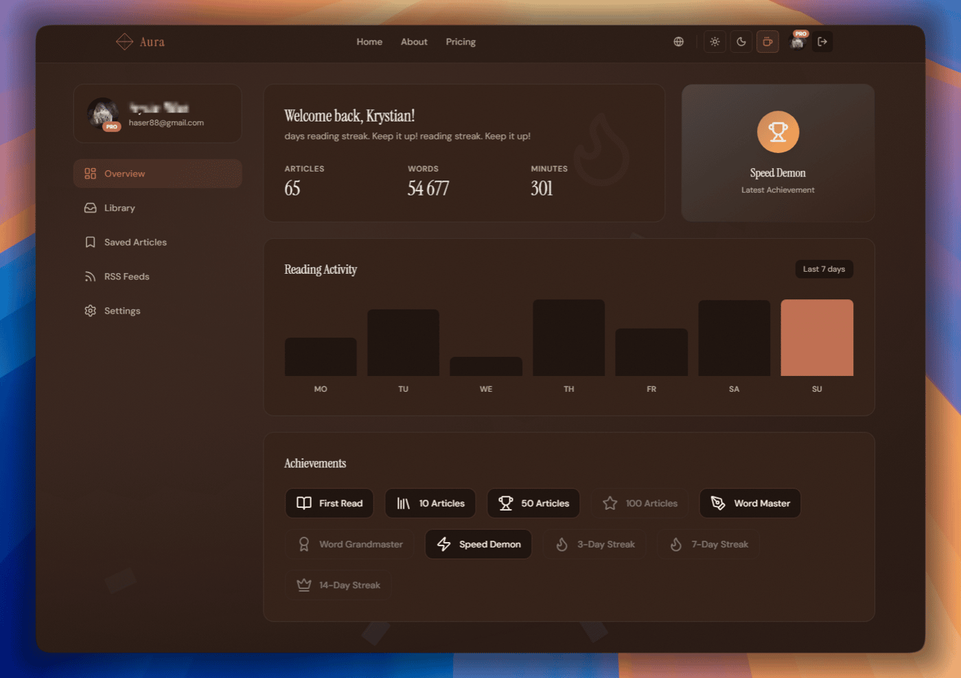 New user dashboard