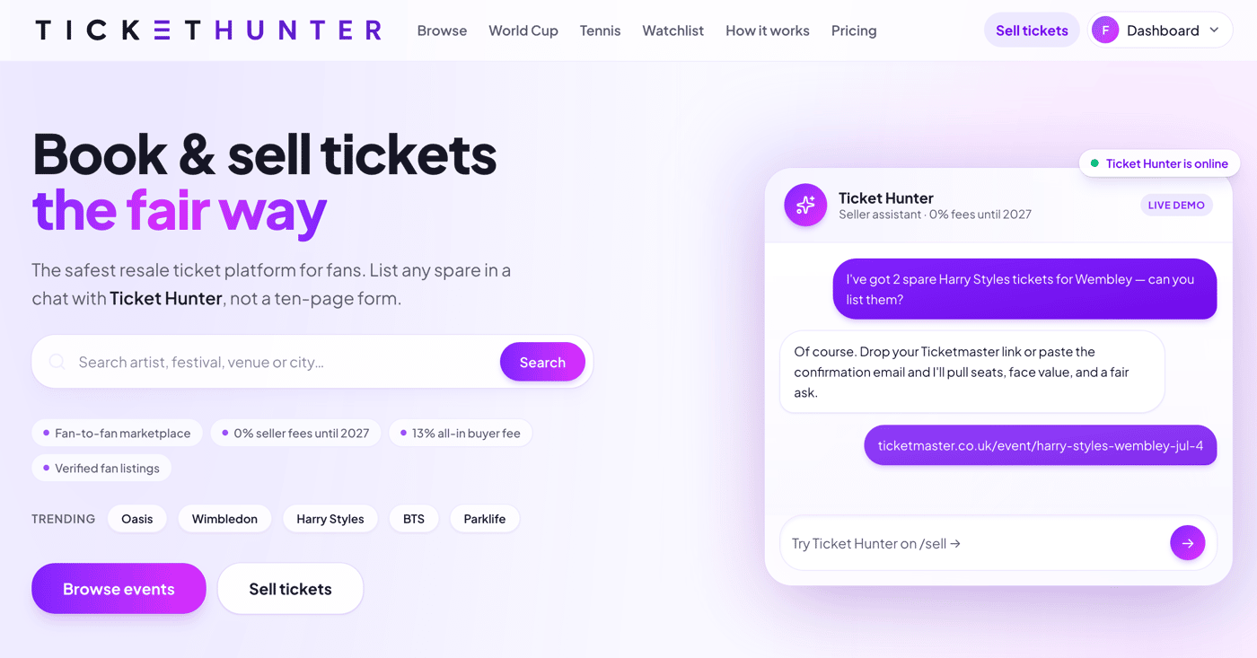 ticket hunter screenshot