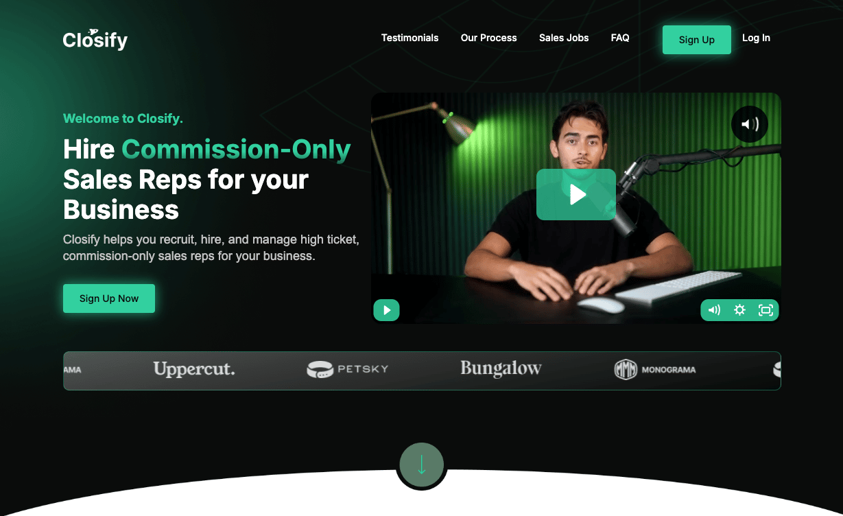 Closify homepage