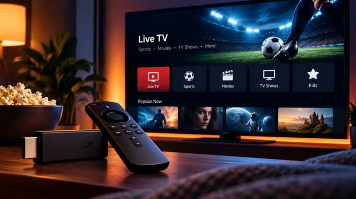 IPTV streaming on Firestick with live TV, sports, movies and TV shows