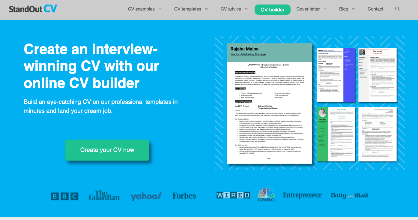 StandOut CV homepage
