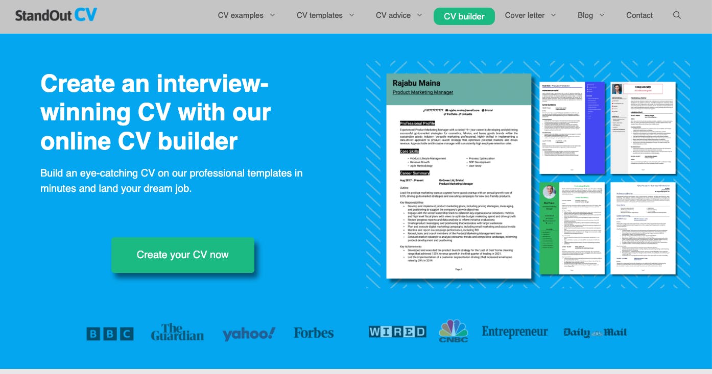 StandOut CV homepage
