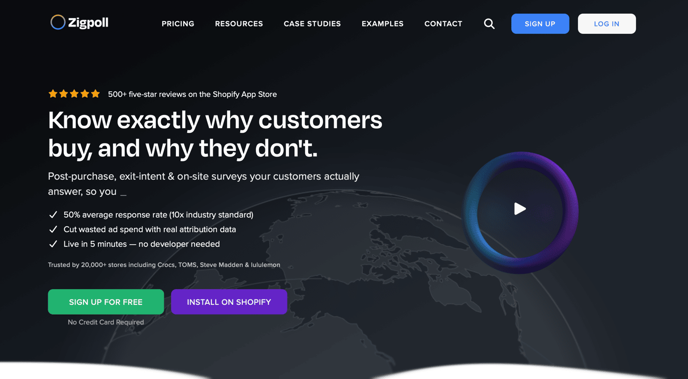 Zigpoll homepage