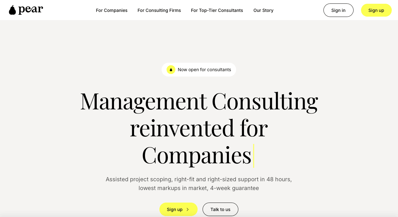 Pear homepage