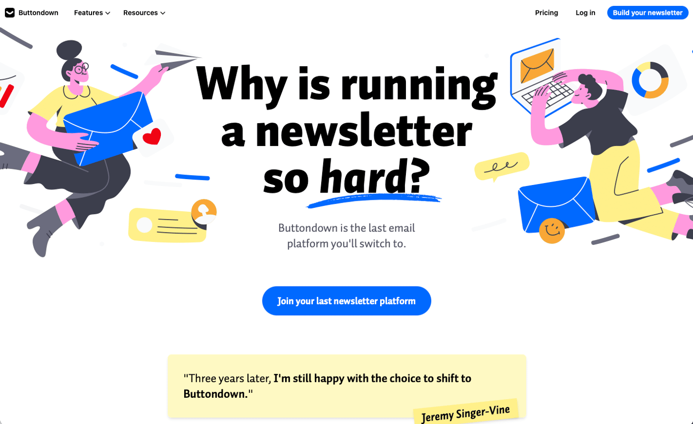 Buttondown homepage