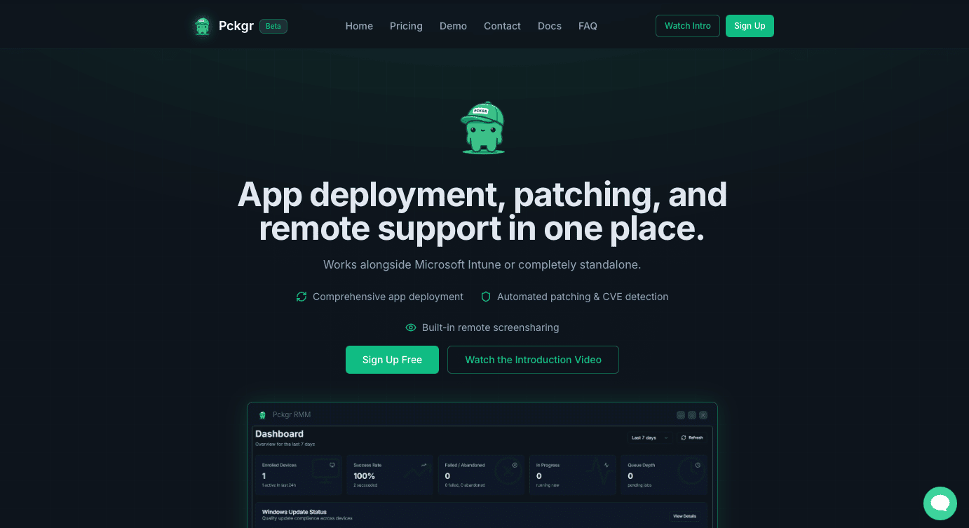 Pckgr homepage