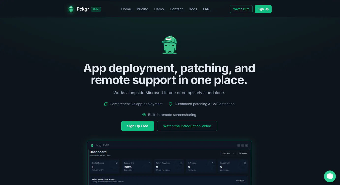 Pckgr homepage