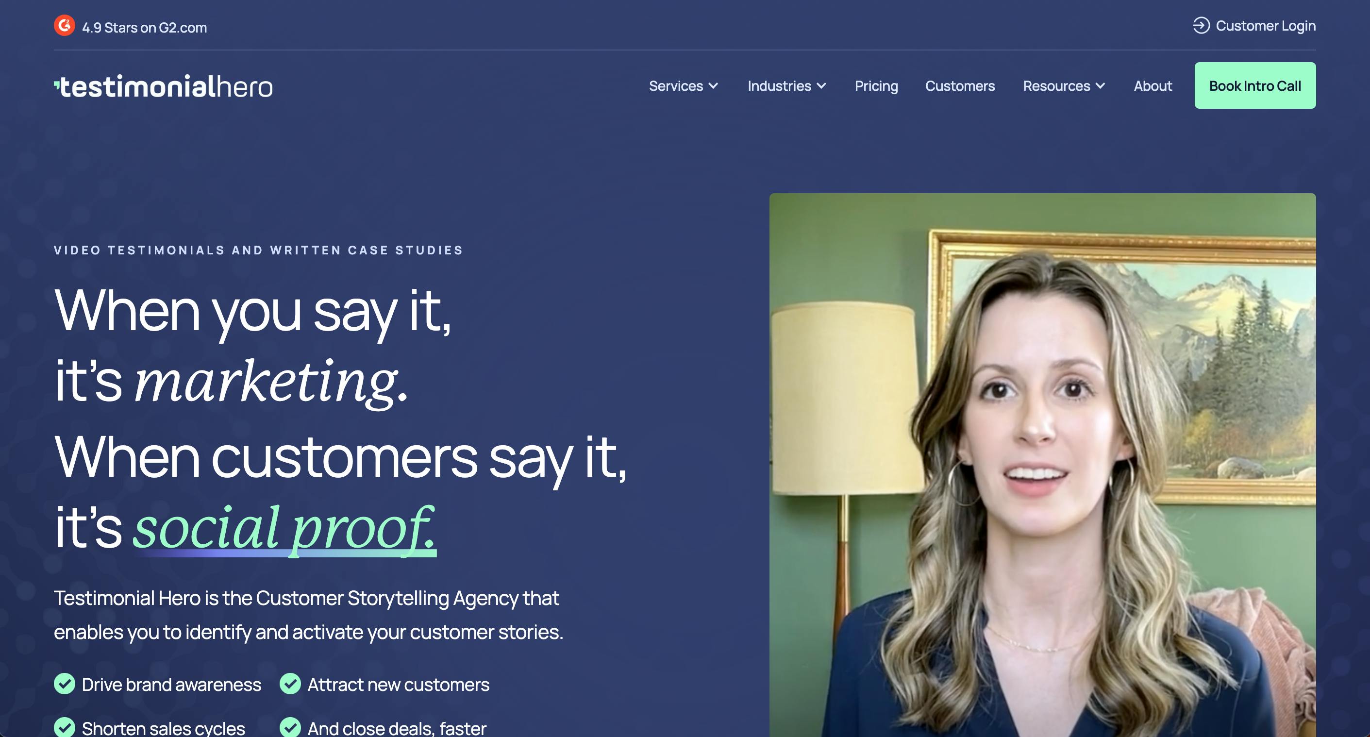 Testimonial Hero homepage