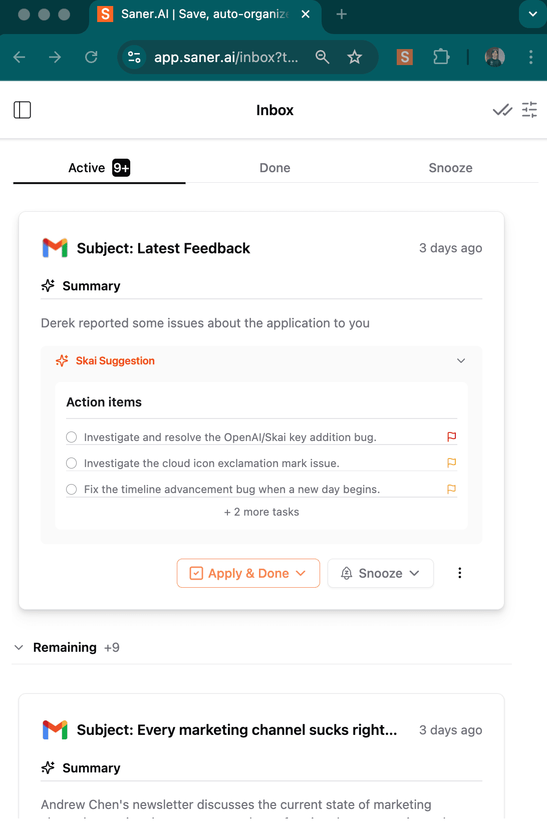 AI Email app - saner.ai