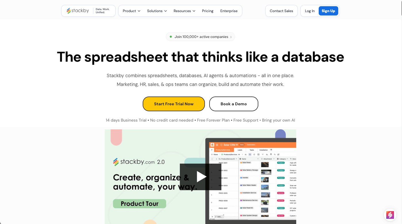 Stackby homepage