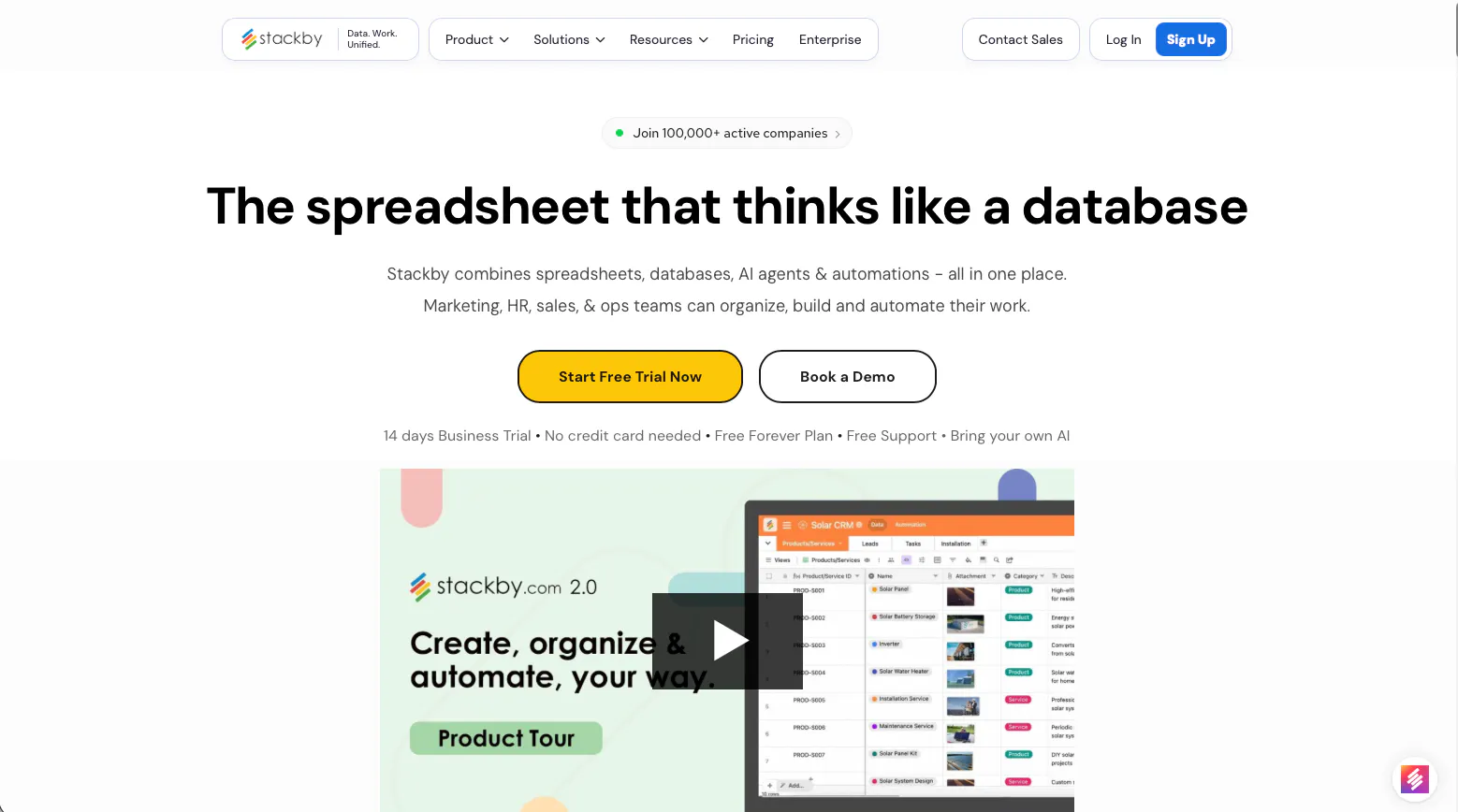 Stackby homepage