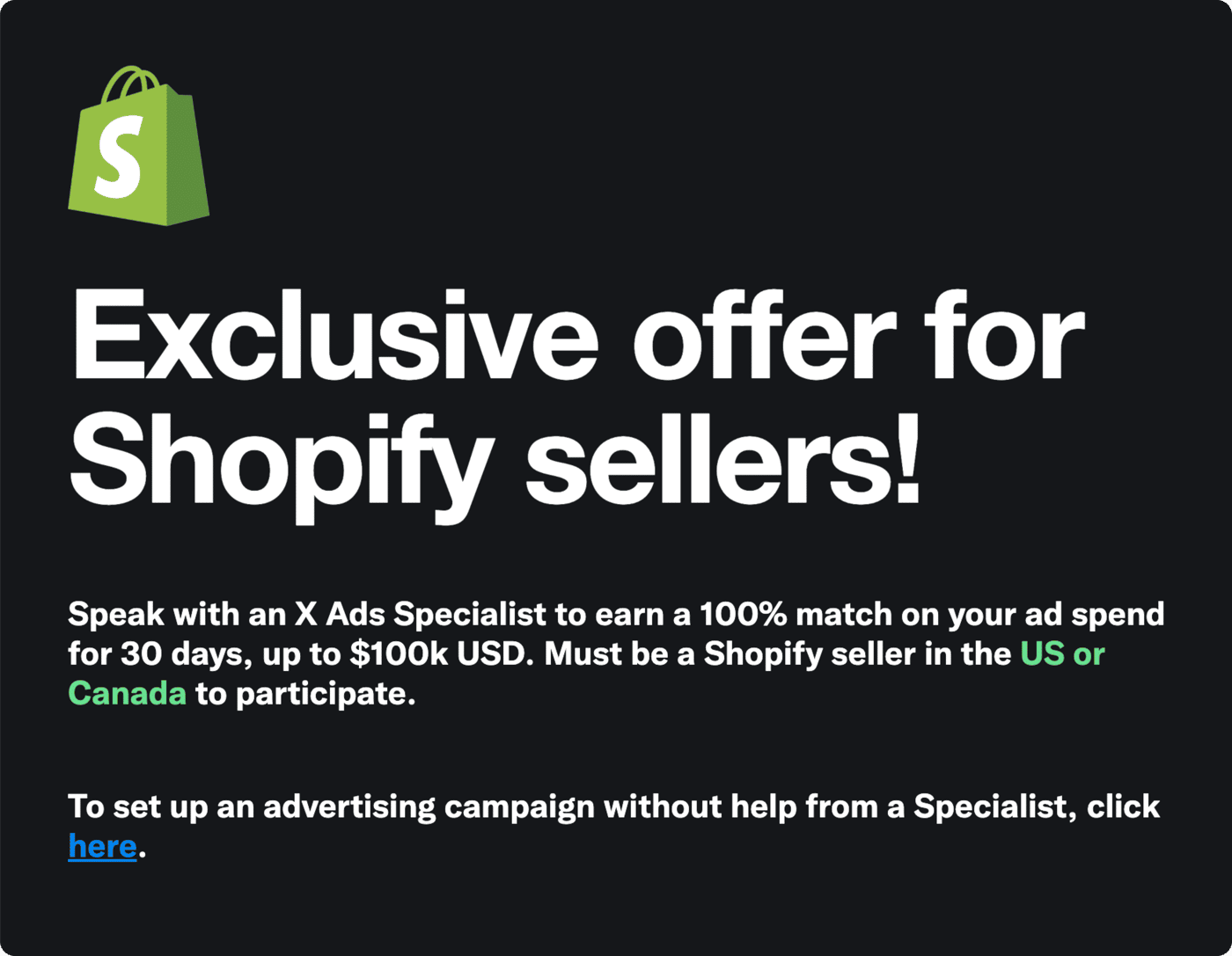 X offer for Shopify sellers