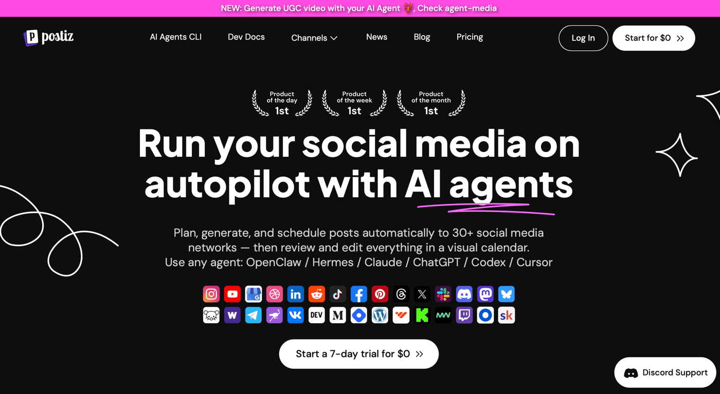 Postiz homepage