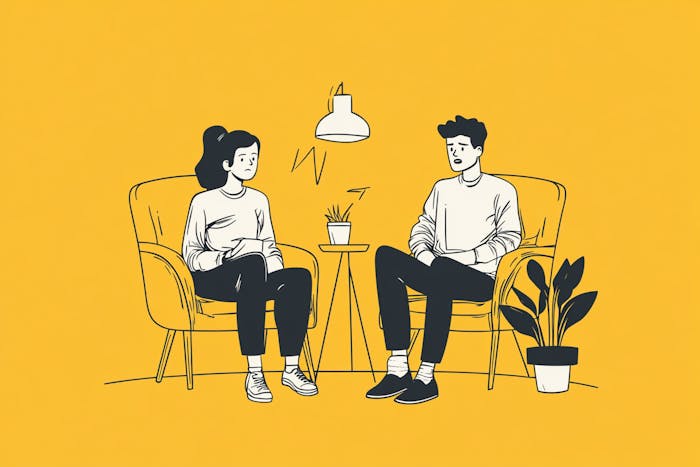 Two unhappy co-founders sitting together