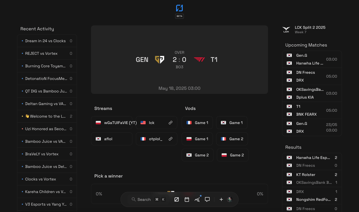 LOLTV.gg, Match page