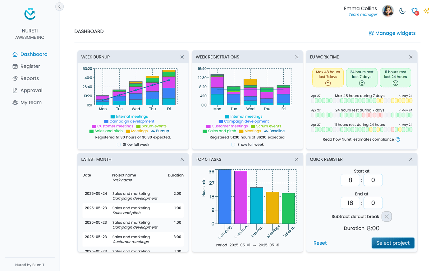 Nureti simple time tracking