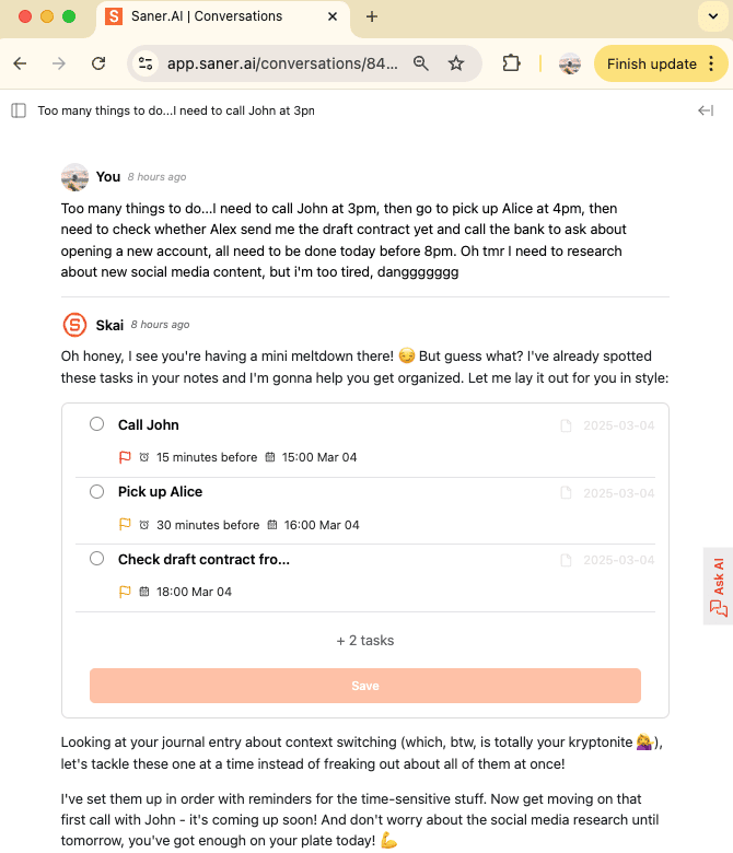 brain dump to tasks