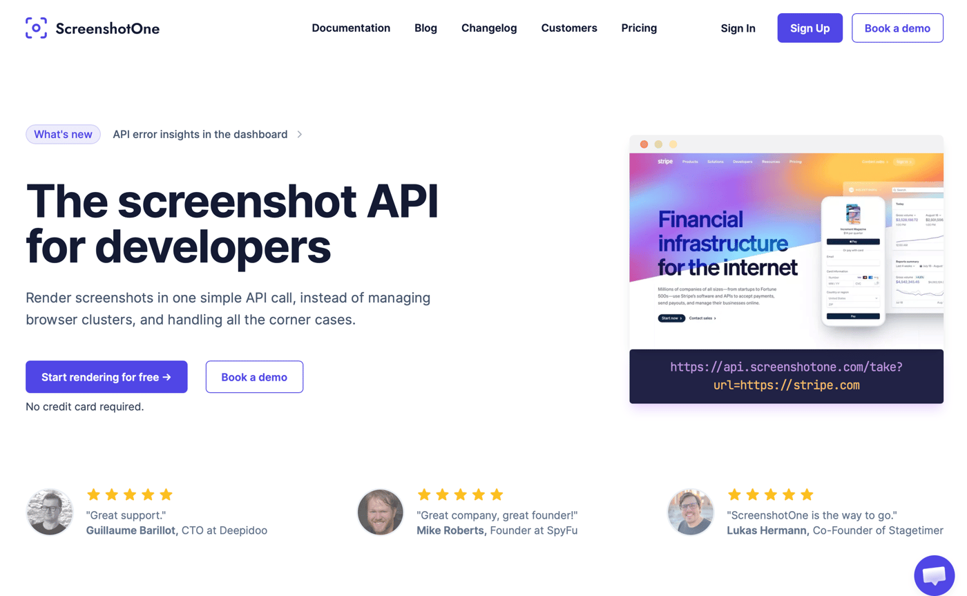 ScreenshotOne homepage