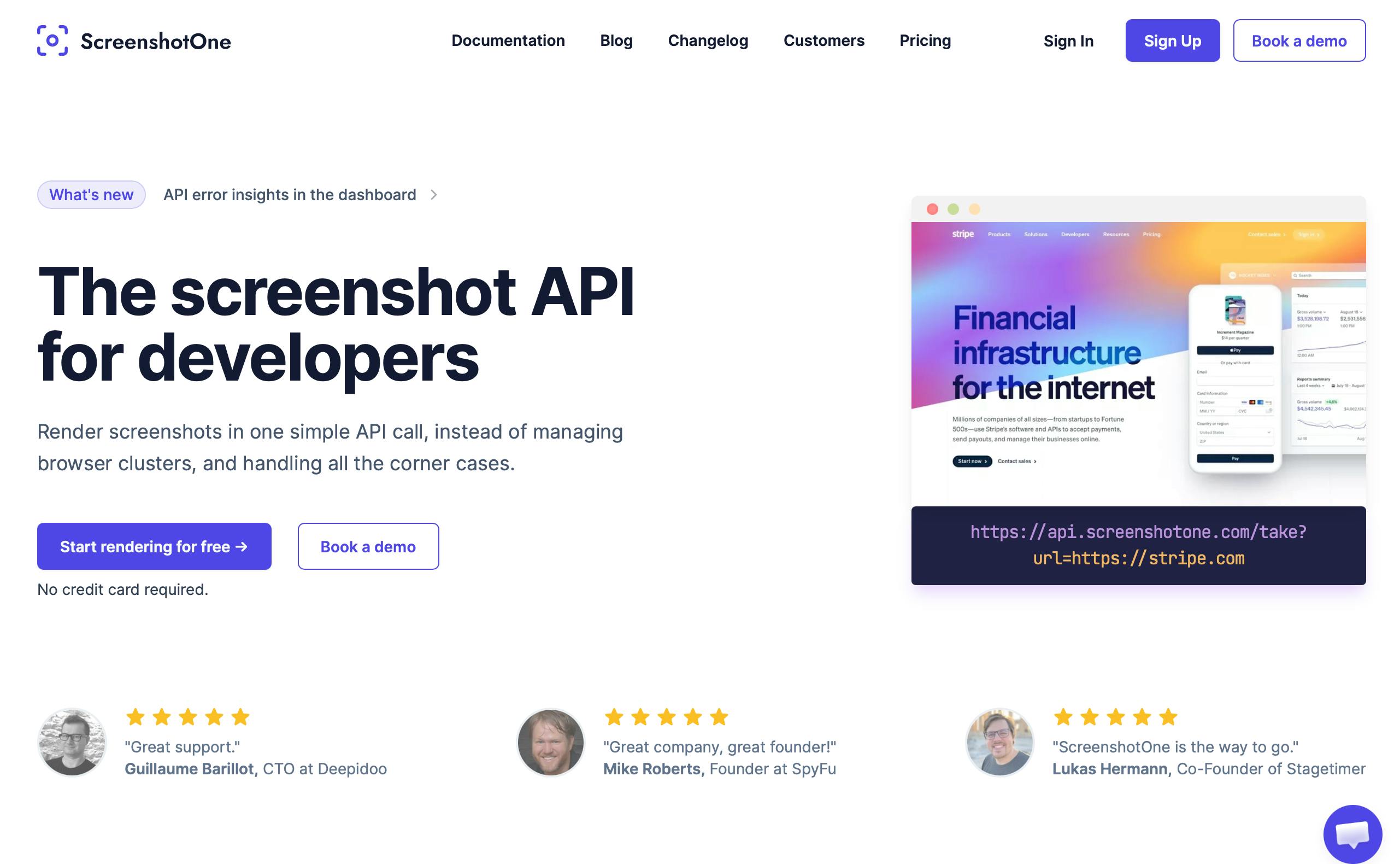 ScreenshotOne homepage