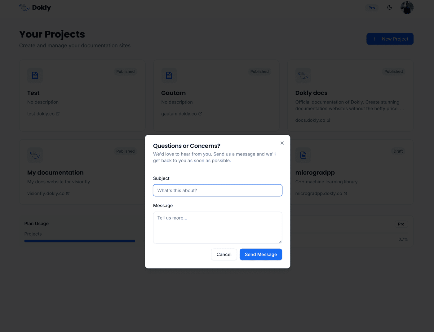 Dokly help widget