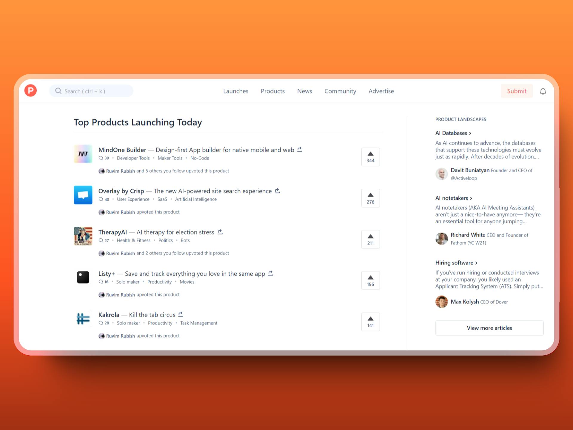 Product Hunt Website Image