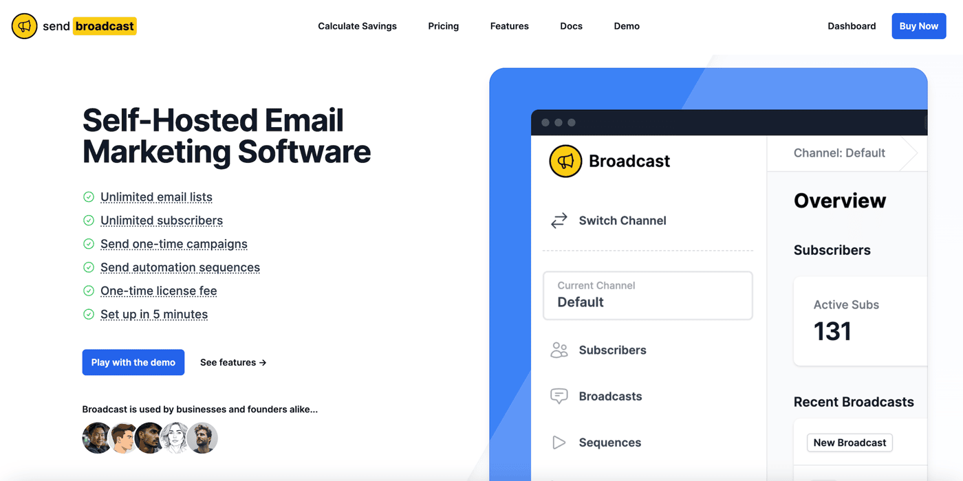 New landing page for sendbroadcast.net