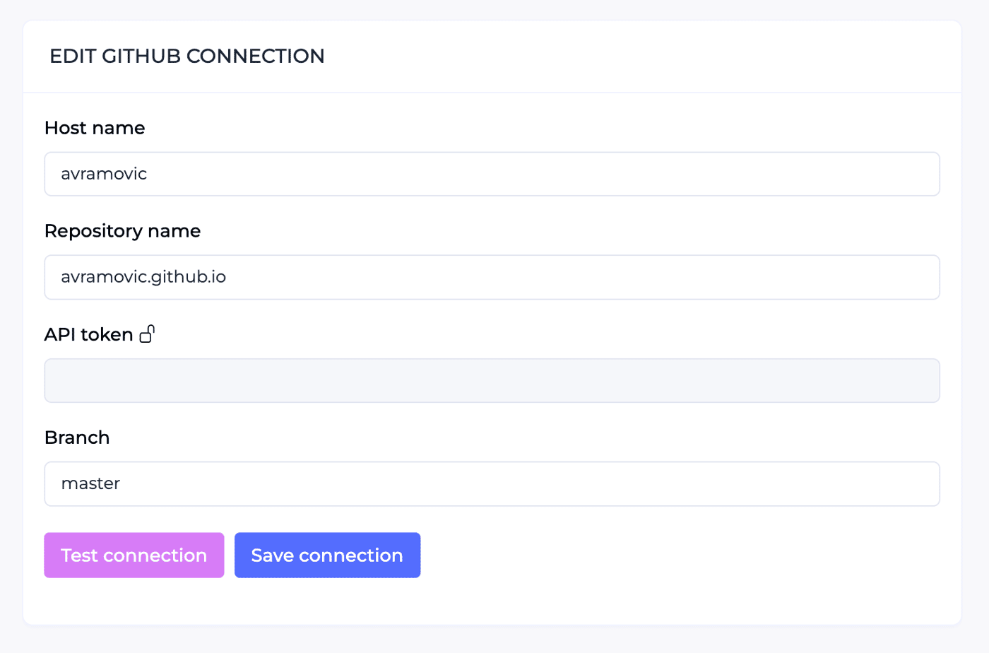 Github connection editor