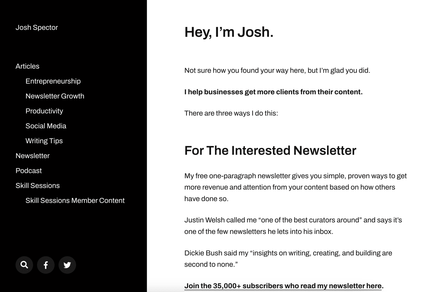 For The Interested homepage