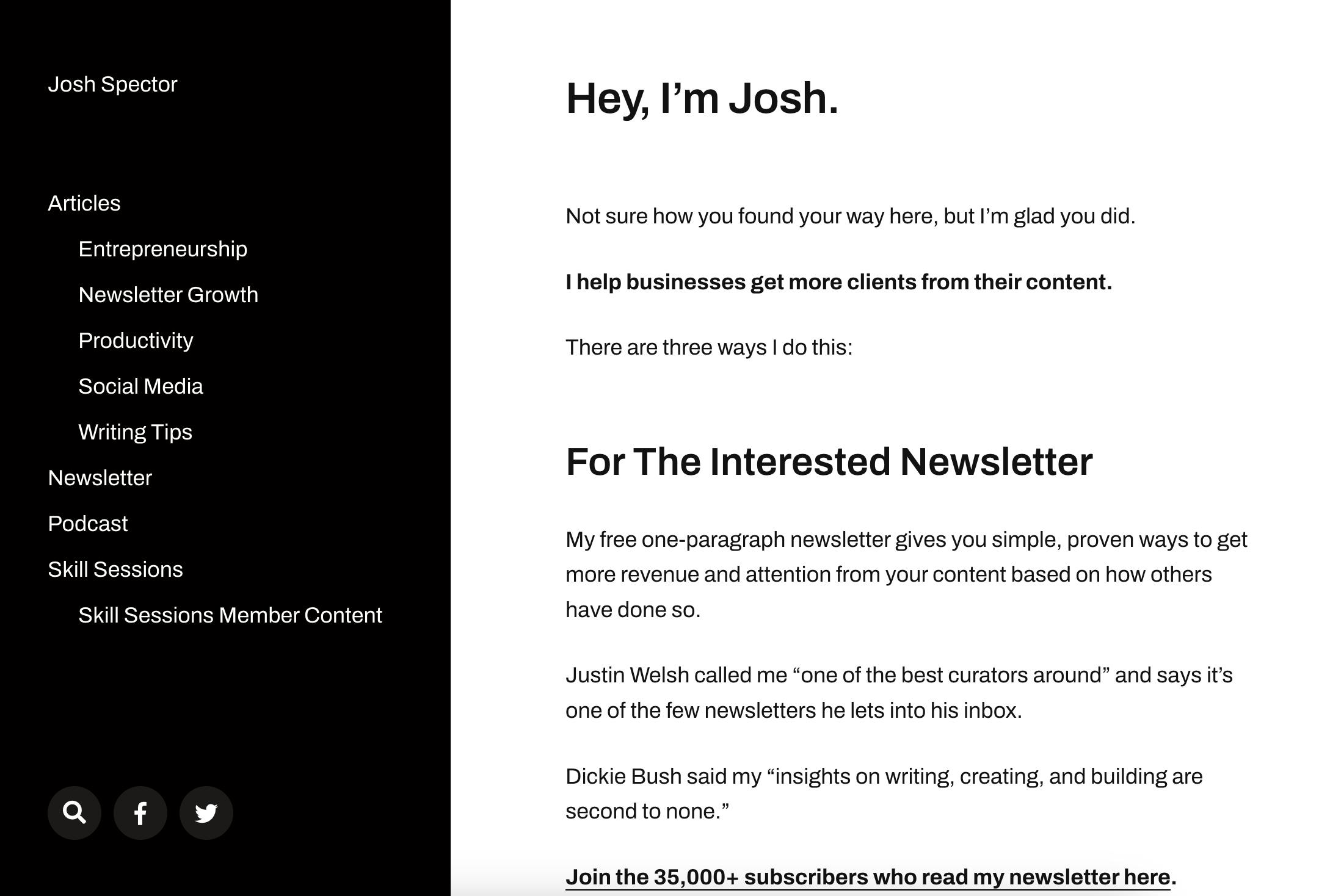 For The Interested homepage