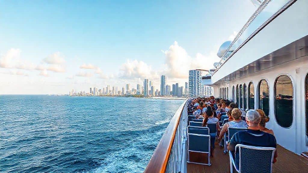 Cruise ship deck with passengers enjoying the view