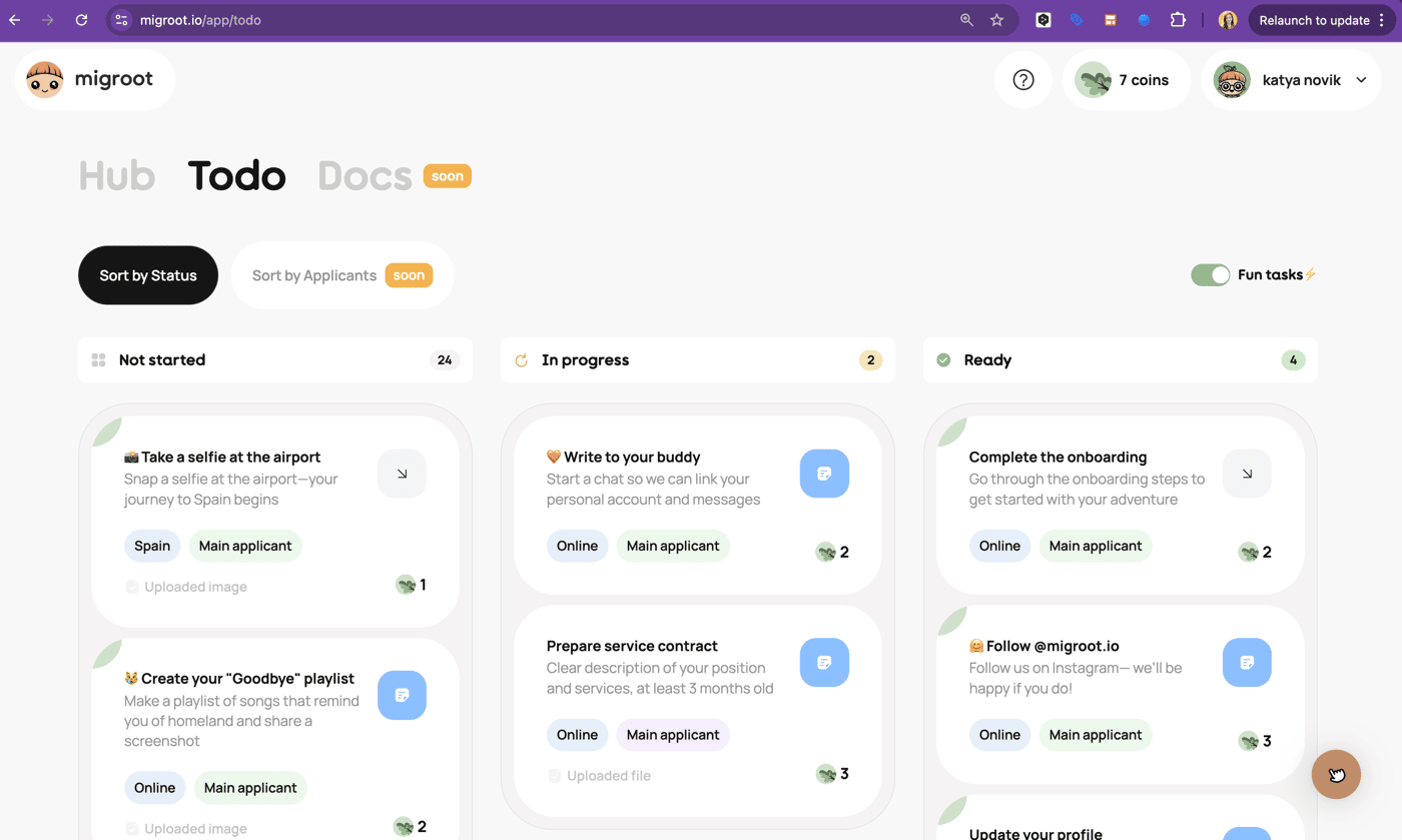 Migroot.io to-do list for Digital Nomad Visa Spain
