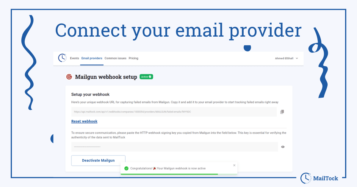 The first step to work on MailTock, connect your email service provider