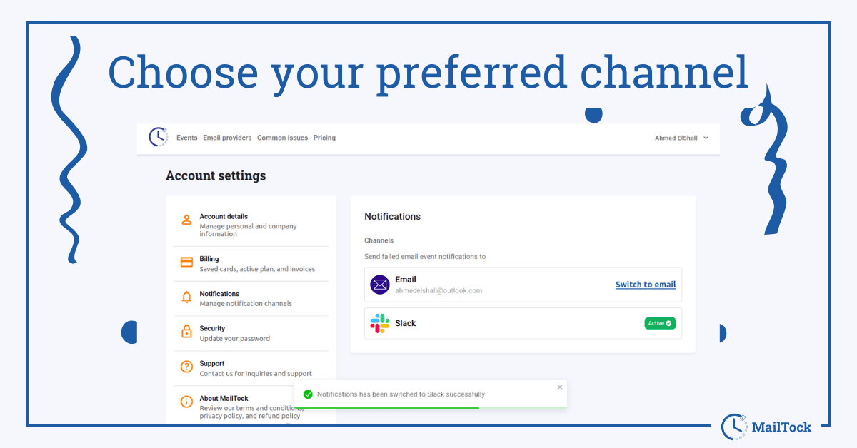 The third step to work on Mailtock, choose your preferred channel