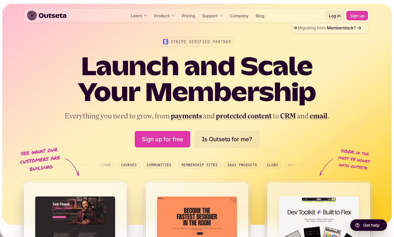 Outseta homepage