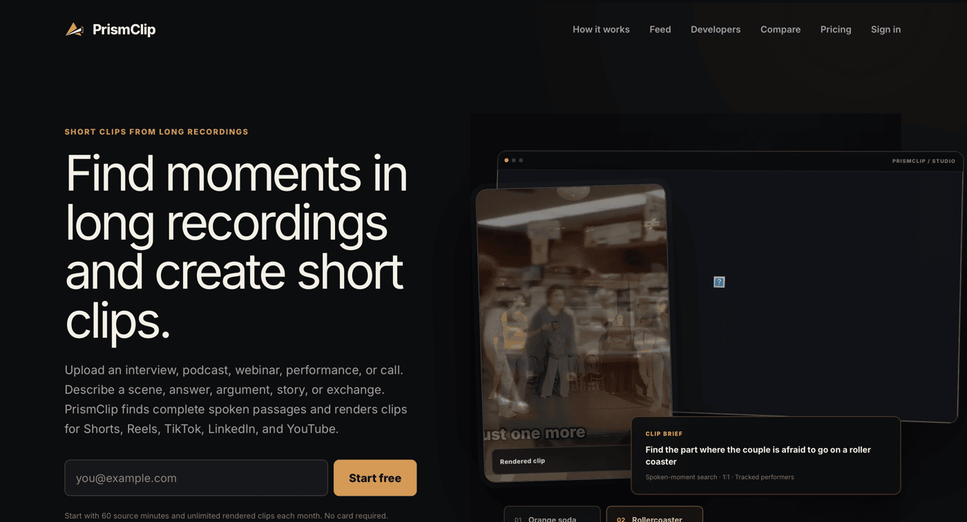 PrismClip homepage