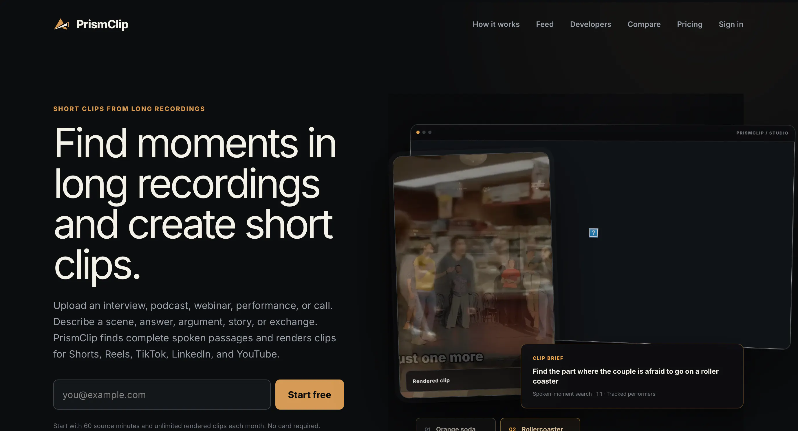 PrismClip homepage
