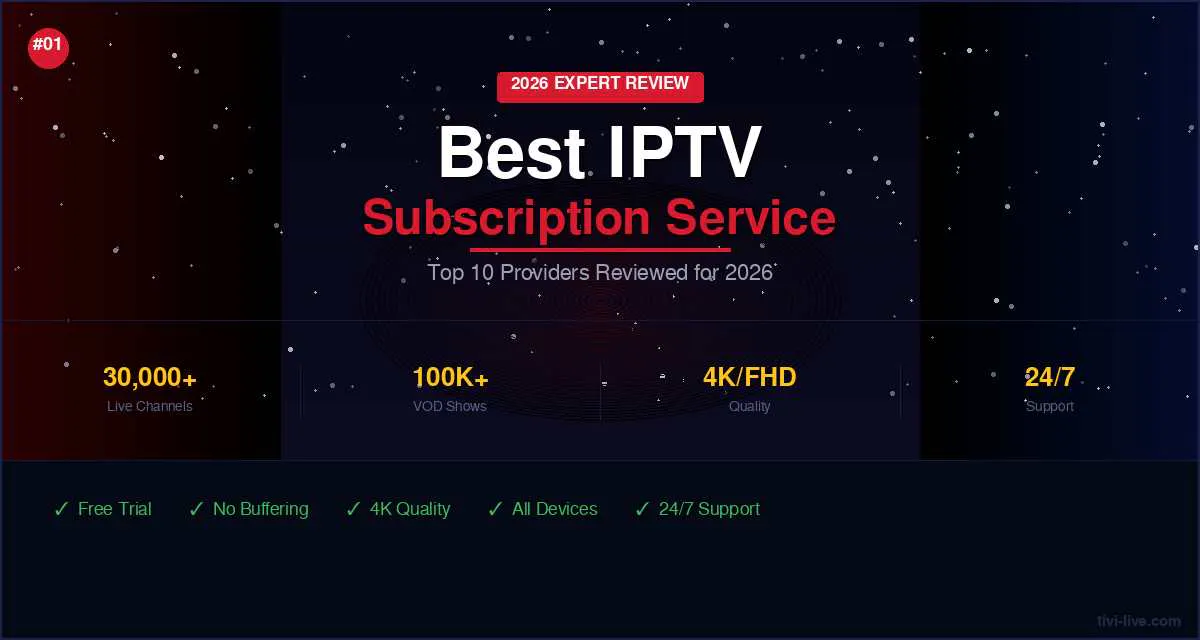 Fire TV Stick 4K plugged into a television with the IPTV service app open showing a main menu of channel categories